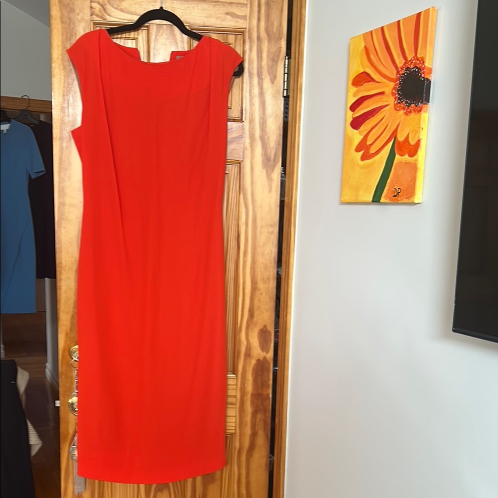 Boss Red Sleeveless Sheath Midi Dress